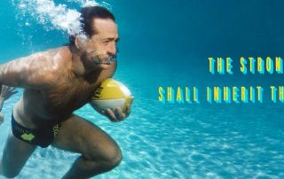 advertising photographer Craig Holmes famous photograph of David Campese playing football underwater, The Strong Shall Inherit The Water Campaigne